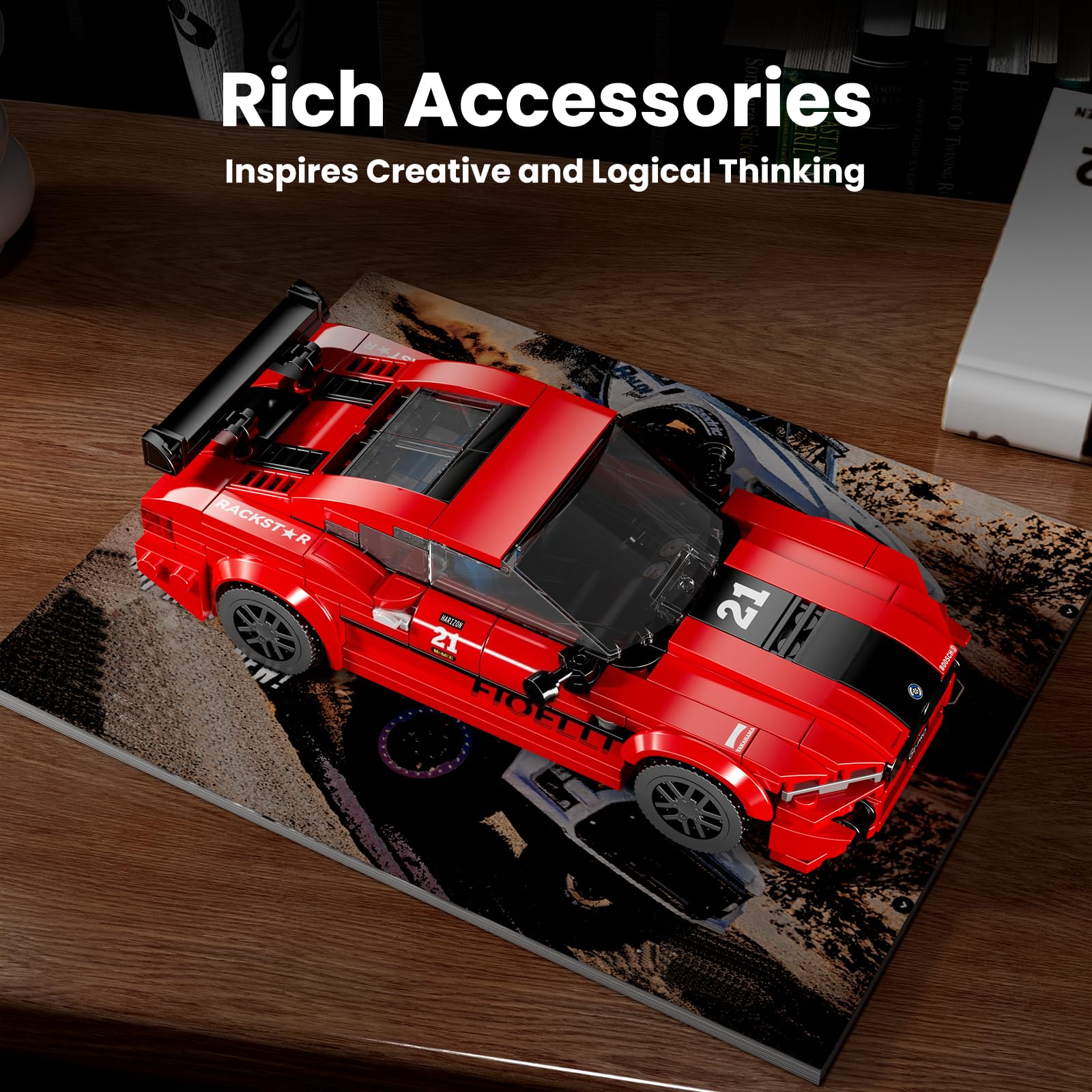 Mould King Speed Champion M8 Racing Car Building Kit with Acrylic Display Case, 27072 Collectible Model Car Kits, Building Blocks Kit Racing Toy Cars