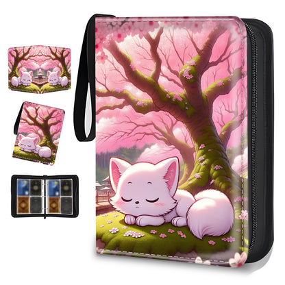 Card Binder 4 Pockets Zip Trading Card Binder for 400 Cards, PU Collection Binder with Removable Sleeves for 50 Pages, Portable Collector Album, Card