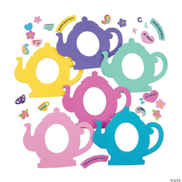 Fun Express Tea Pot Shaped Picture Frame Craft Kits - Makes 12 - Foam Frame Crafts for Kids - Party Favors