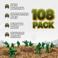 KiddieLoot Green Army Men Toy Soldiers (108 Pack) - Classic Military Action Figures for Kids - Plastic Army Toys Set for Battle Play, Party Favors