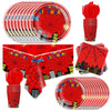 81Pcs Cartoon Spider Birthday Party Supplies,Red Spider Set Tableware Plates Napkins Cups Knives Spoons Forks