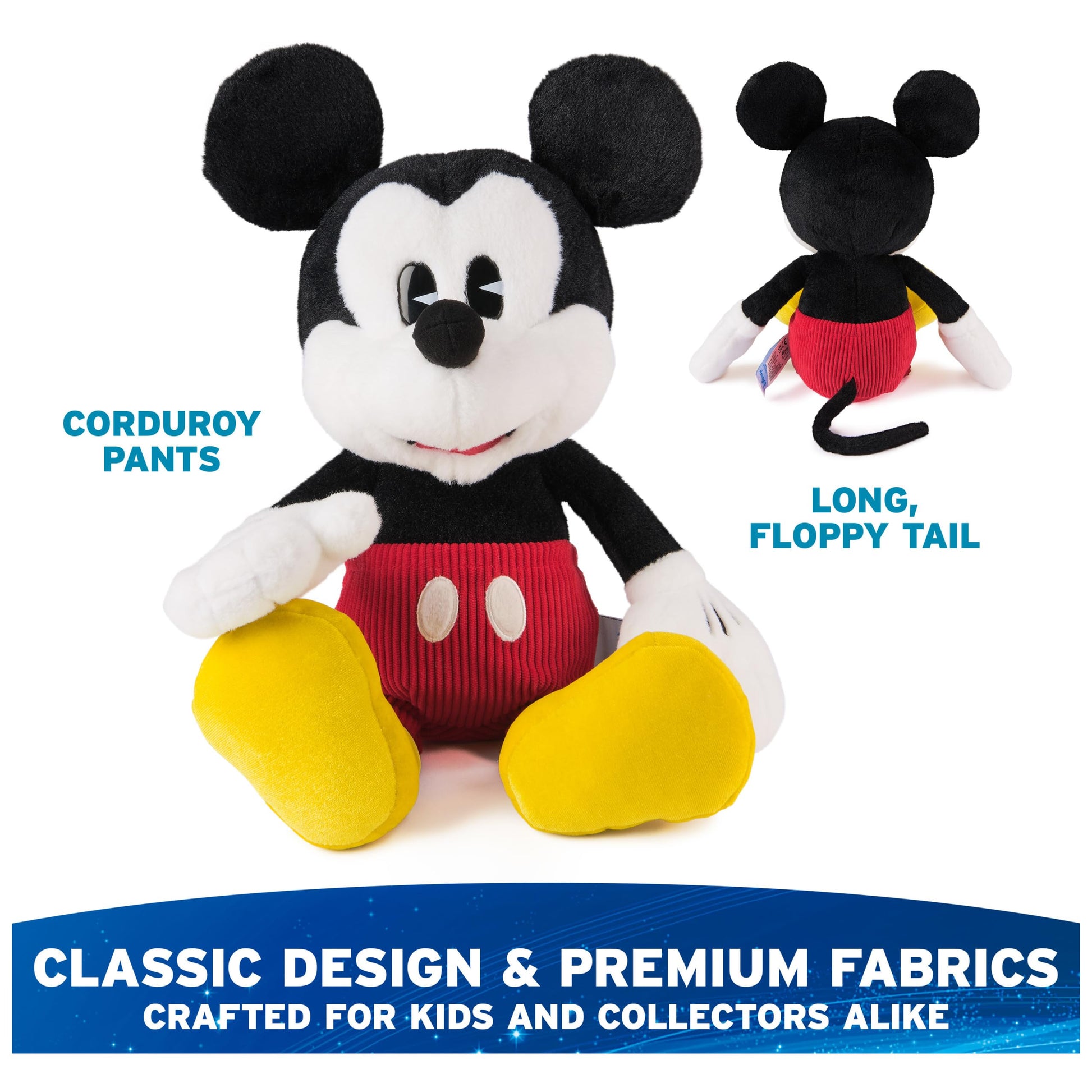 GUND Disney Official Mickey Mouse Classic Plush, Mickey and Friends, Deluxe Collector Stuffed Animal for Ages 1 and Up, Black/White, 14”