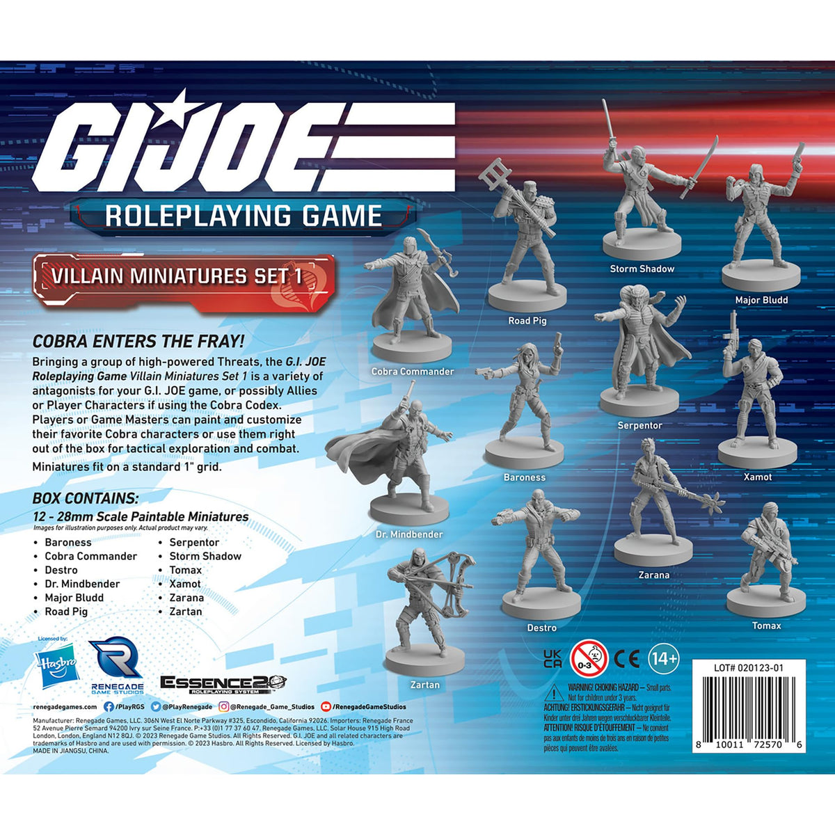 Renegade Game Studios G.I. Joe RPG Villain Miniatures Set 1, 12 Figures