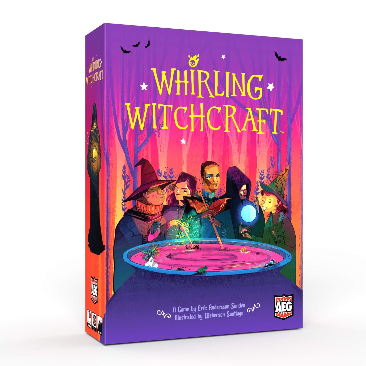 AEG Whirling Witchcraft | Use Recipes, Generate Magical Ingredients & Overflow Opponent's Cauldron | Halloween Board Game | 2-5 Players | Ages 10+