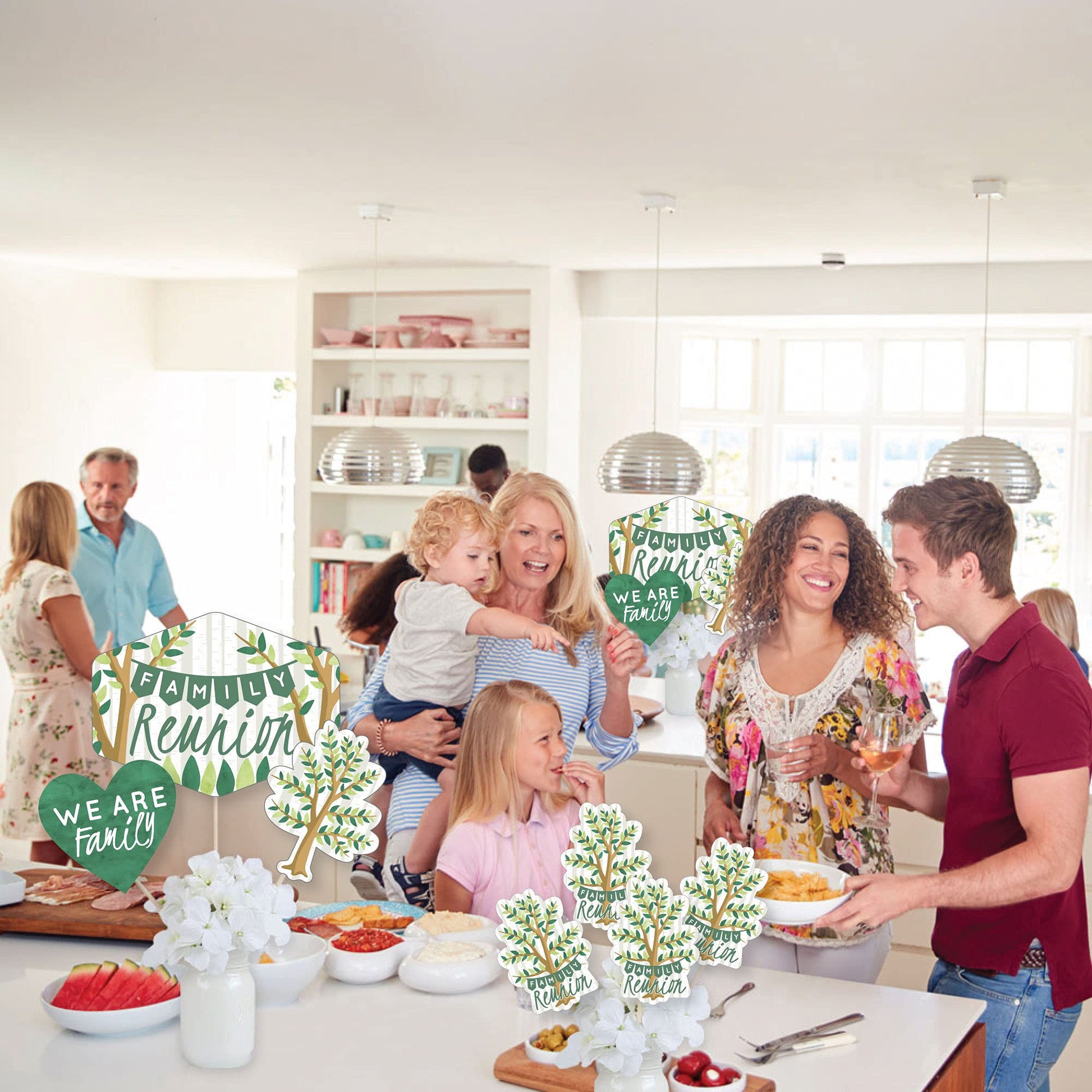 Big Dot of Happiness Family Tree Reunion - Family Gathering Party Centerpiece Sticks - Showstopper Table Toppers - 35 Pieces