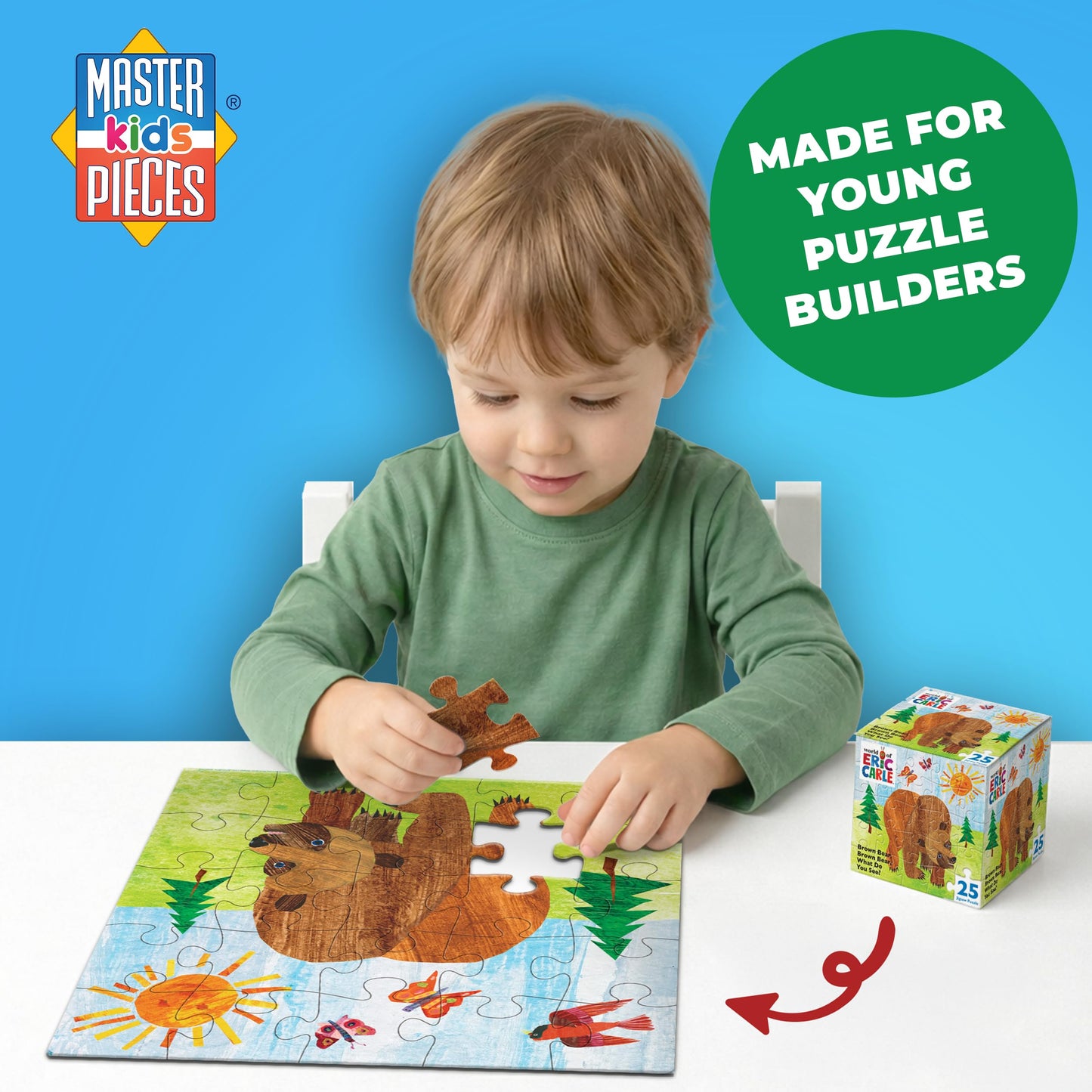 MasterPieces World of Eric Carle - Brown Bear 25 Piece Jigsaw Puzzle - Jigsaw Puzzle with Vibrant Artwork and Durable Pieces - Fun Family Activity