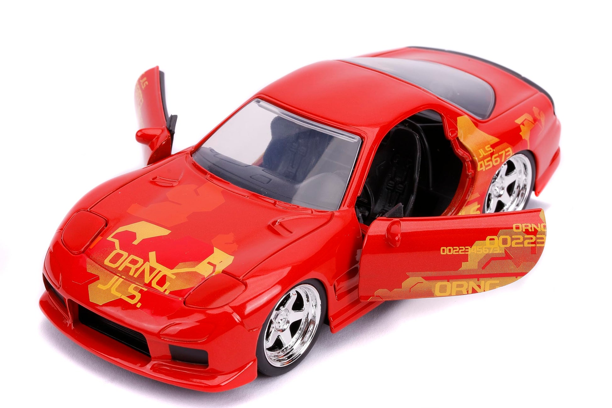 Jada Fast & Furious 1:32 Orange JLS Mazda RX-7 Die-Cast Car, Toys for Kids and Adults