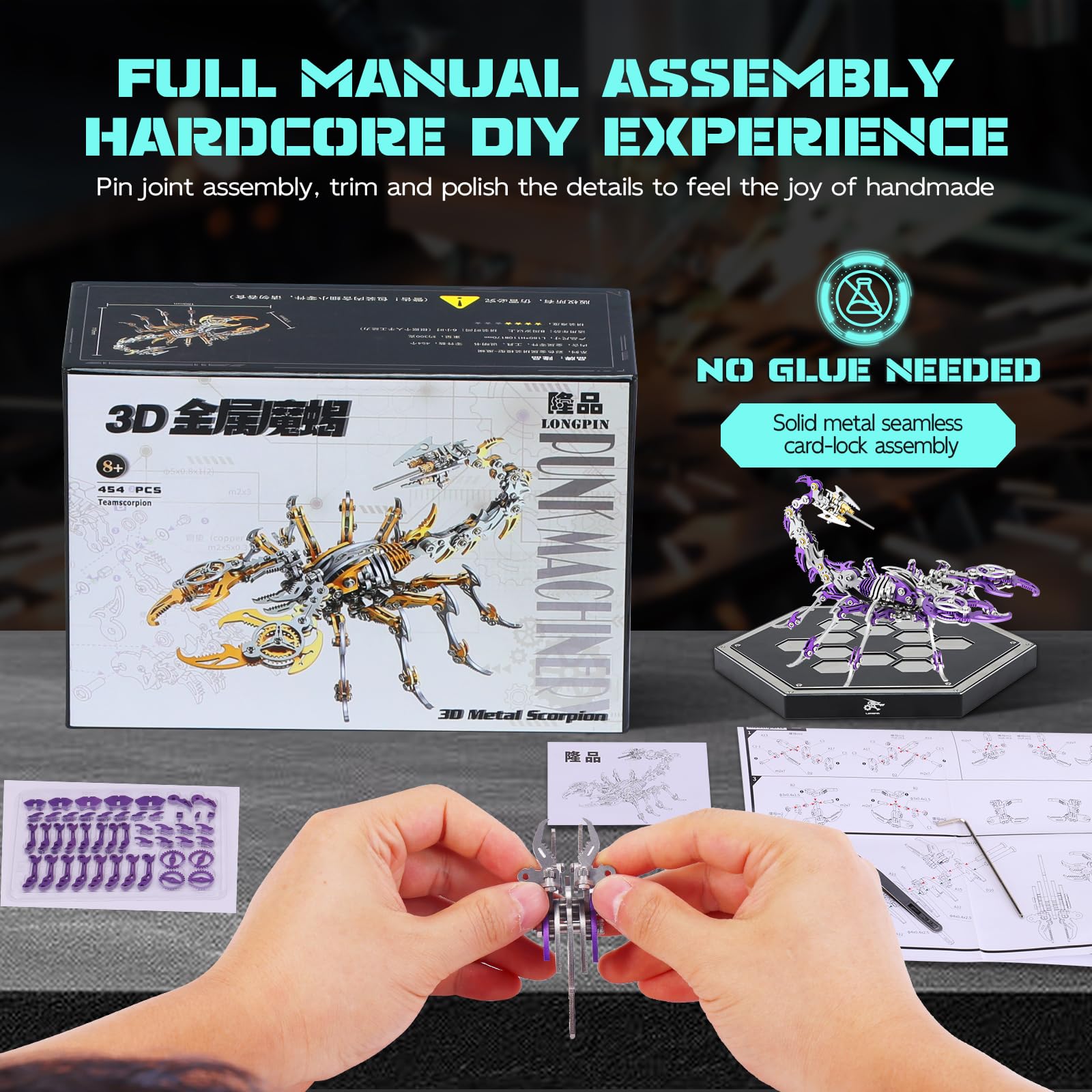 LONGPIN 3D Metal Scorpion Puzzle - Laser-Cut DIY Challenge, Lifelike Collectible Decor for Adults & Teens, for Puzzle Enthusiasts & Nature