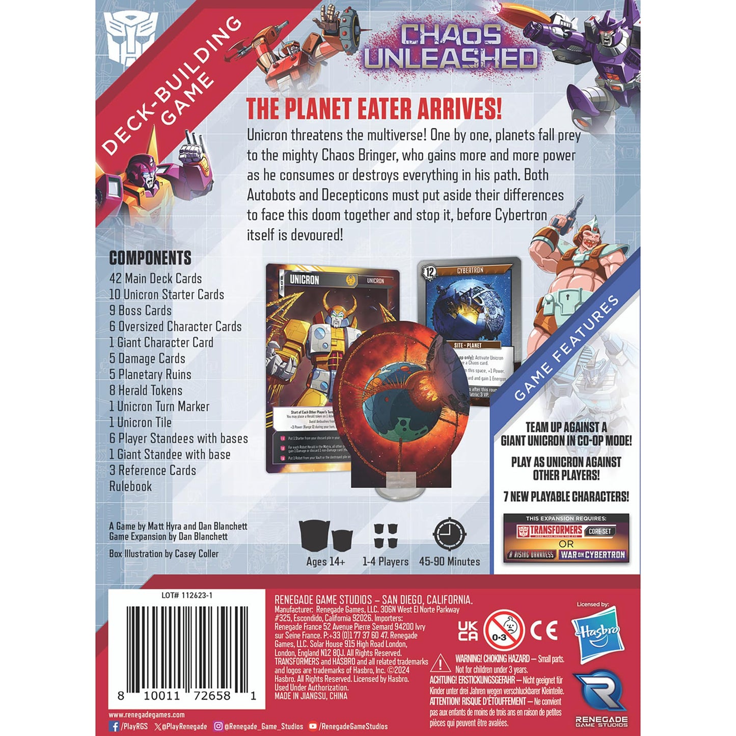 Renegade Game Studios Transformers Deck-Building Game Chaos Unleashed Expansion, 2 Game Modes, Ages 14+, 1-4 Players