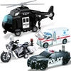 MOBIUS Toys Police Car PlaySet - Push-and-Go Police Vehicle with Lights, Sirens & Sounds - Durable BPA-Free Rescue Car for Kids Ages 3-7 - Educational