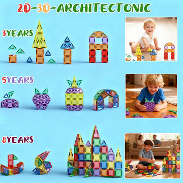 Logth 70PCS Mini Magnetic Tiles Toddlers Toys: Montessori Building Magnet Blocks STEM Bins Travel Storage Construction Set, Birthday for Kids 3-8