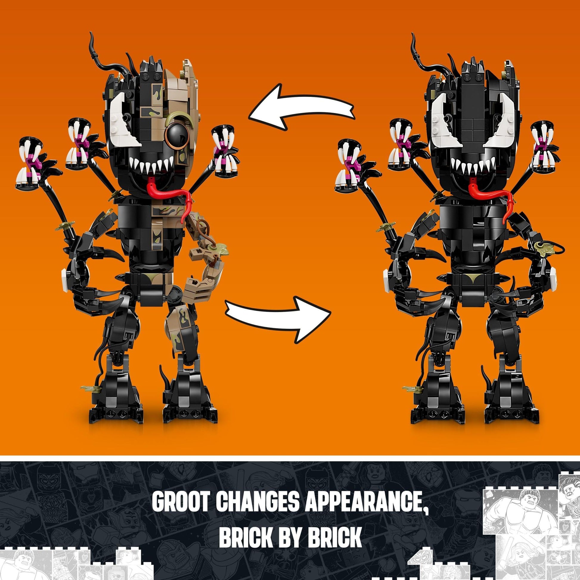 LEGO Marvel Venomized Groot 76249 Transformable Marvel Toy for Play and Display, Buildable Marvel Action Figure for Fans of the Guardians of the