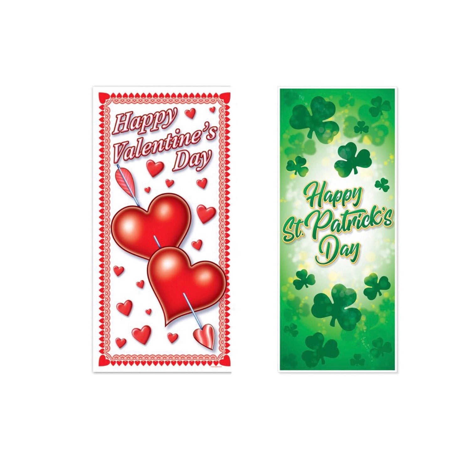 Valueballoon Party & Gifts Set Of 2 Valentine’s Day & St. Patricks Day Plastic Door Covers Birthday Party Decorations Supplies
