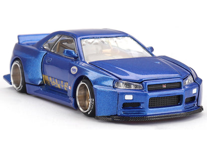 Kaido House Nissan Skyline GT-R (R34) Kaido Works Shinjuku V2 by Mini GT in Blue 158