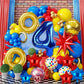 Cartoon Hedgehog Birthday Decorations,40 Inch Blue Number 5 Birthday Decorations?Big Gold Ring Lightning Balloons Red Blue Boom Star Balloons