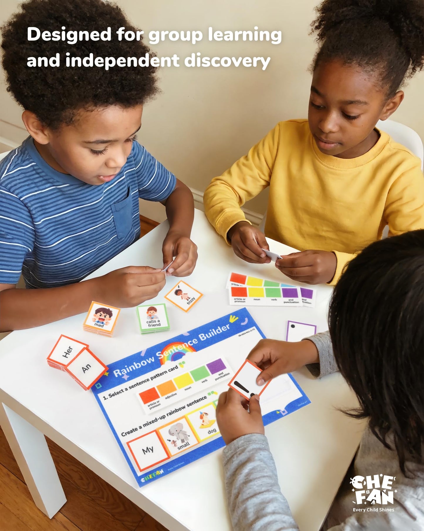 CHEFAN Sentence Building for Kids, Color-Coded Grammar Learning Toys with Writing Practice, Reading Manipulatives for Classroom, Homeshool & Speech