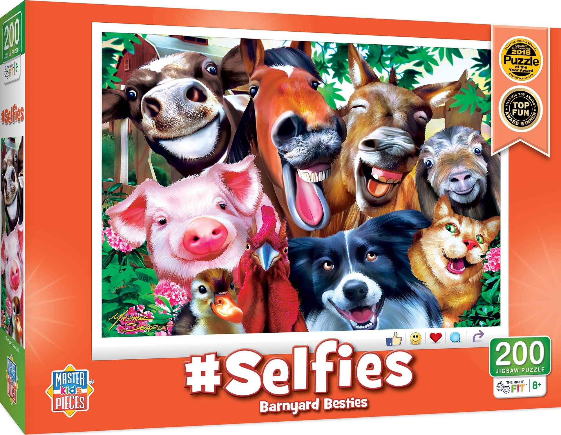 MasterPieces - 200 Piece Jigsaw Puzzle for Kids 8+ Years, #Selfies Barnyard Buddies, Educational and Family Fun Game, Gift Idea for Children, 19" x
