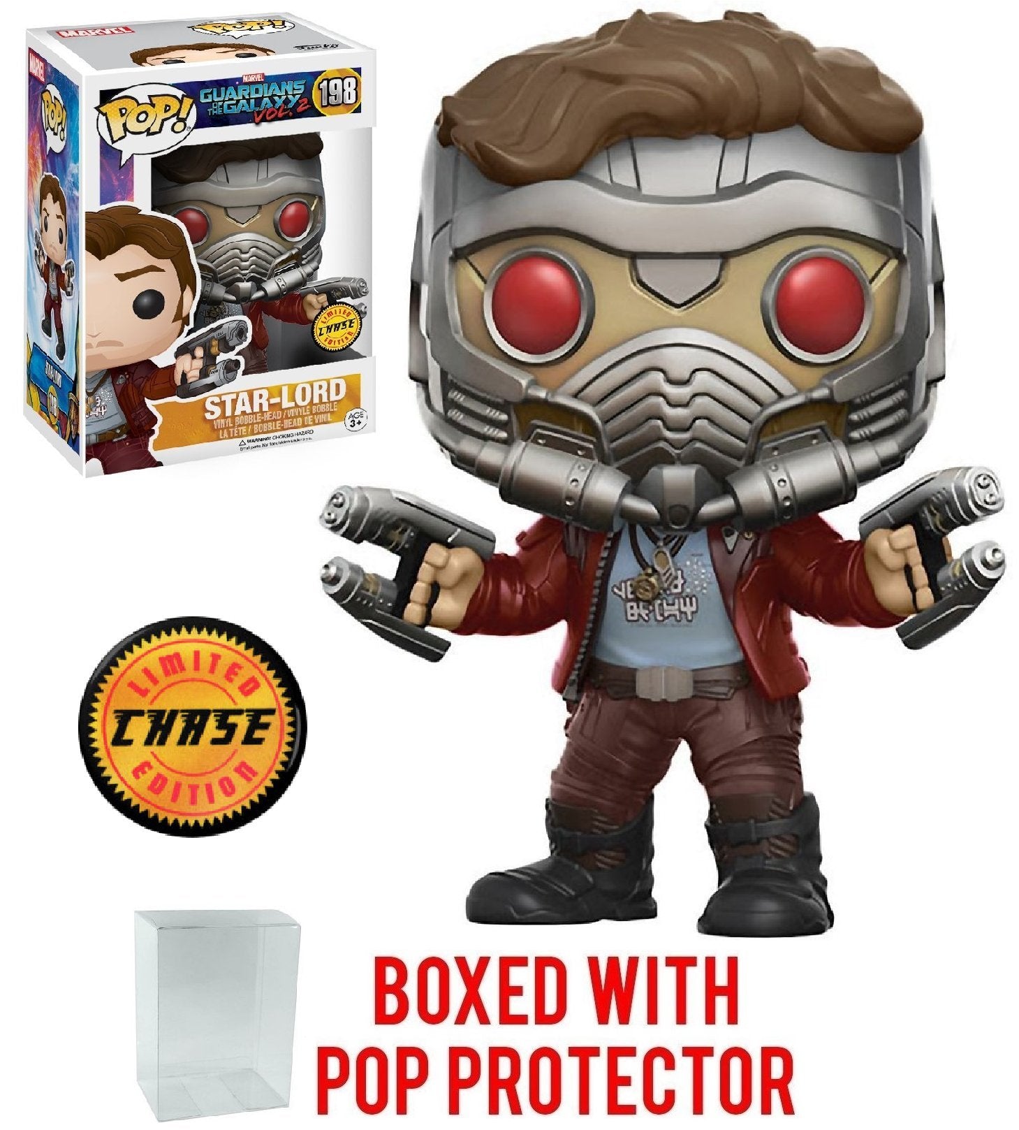 Funko Pop Marvel: Guardians of The Galaxy Vol. 2 - Star Lord Chase Variant Limited Edition Vinyl Figure (Bundled with Pop Box Protector Case)