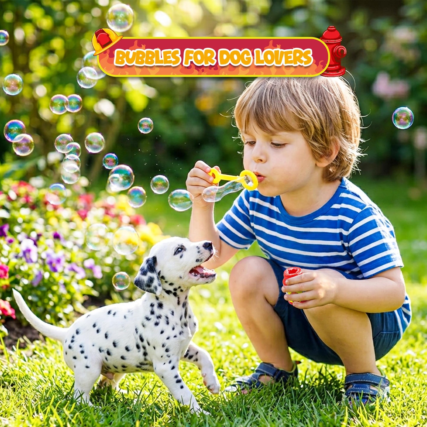 4E’s Novelty 24 Mini Bubbles Bulk - Bubbles for Kids, Firefighter Party Supplies, Fire Truck Theme, Dog Paw Themed Party Favors, Birthday Goodie Bags