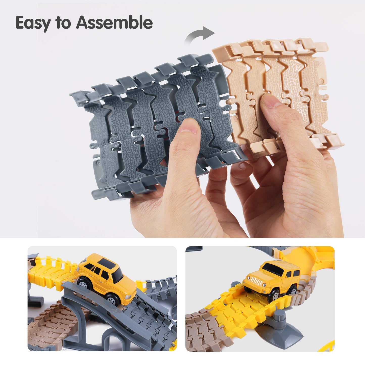 TUMAMA 249pcs Construction Race Track Vehicle Toys for Boys and Girls, STEM Building Bendable Cars Track Sets for Toddlers 3 4 5 6 Years Old