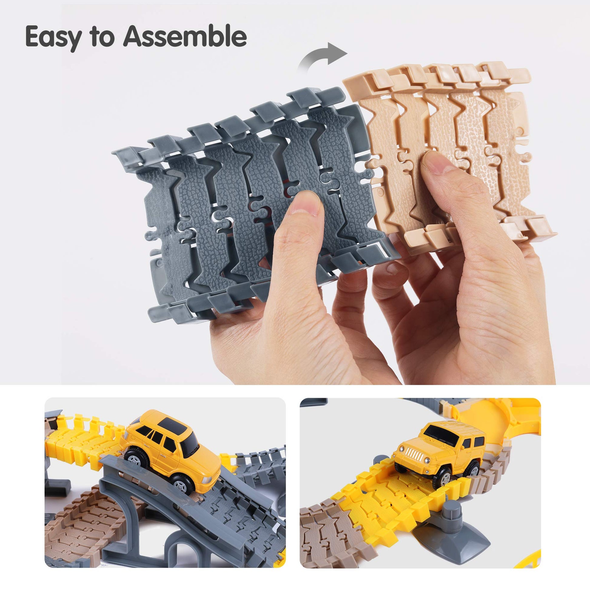 TUMAMA 249pcs Construction Race Track Vehicle Toys for Boys and Girls, STEM Building Bendable Cars Track Sets for Toddlers 3 4 5 6 Years Old