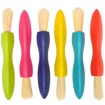 READY 2 LEARN Triangle Grip Toddler Paintbrush Set - Set of 6 - Easy-Grip Art Supplies - Thick Paint Brushes for Toddler Art - Art Supplies
