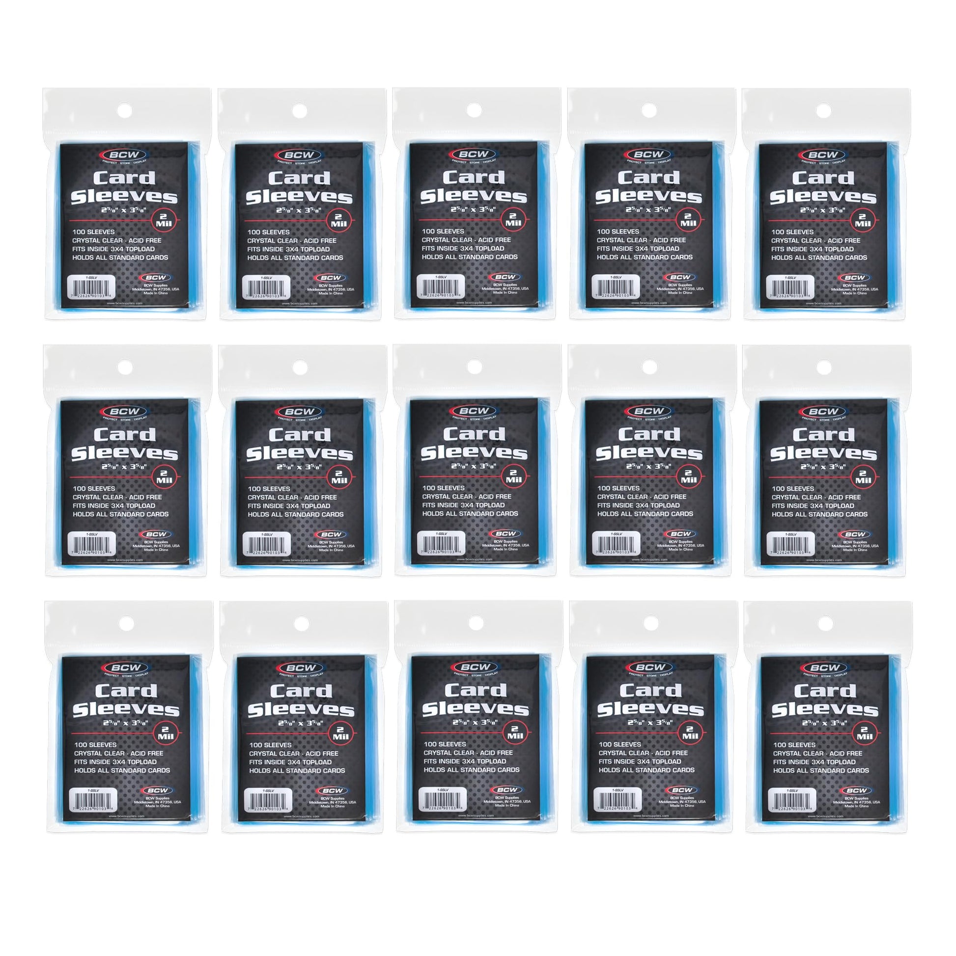 BCW Standard Penny Sleeves - 1500 Count | 2-5/8" x 3-5/8" Crystal Clear, Acid-Free | for Trading Cards - Baseball, Basketball, Football, Hockey