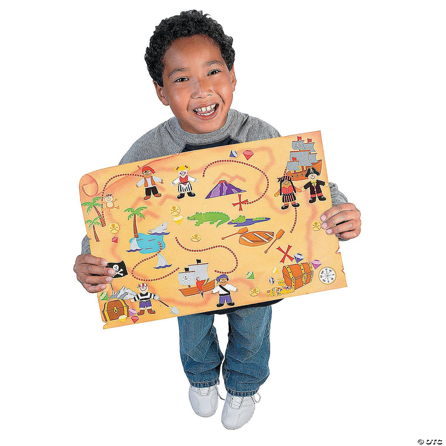 DIY Giant Treasure Island Map Sticker Scenes - 12 Backgrounds and 12 Sticker Sheets - Pirate Party Activity for Kids