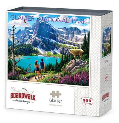 Boardwalk Glacier 500 Piece Jigsaw Puzzle Scenic Wildlife Montana Puzzles with Premium Box, Gift for Adults and Family 16"x20"