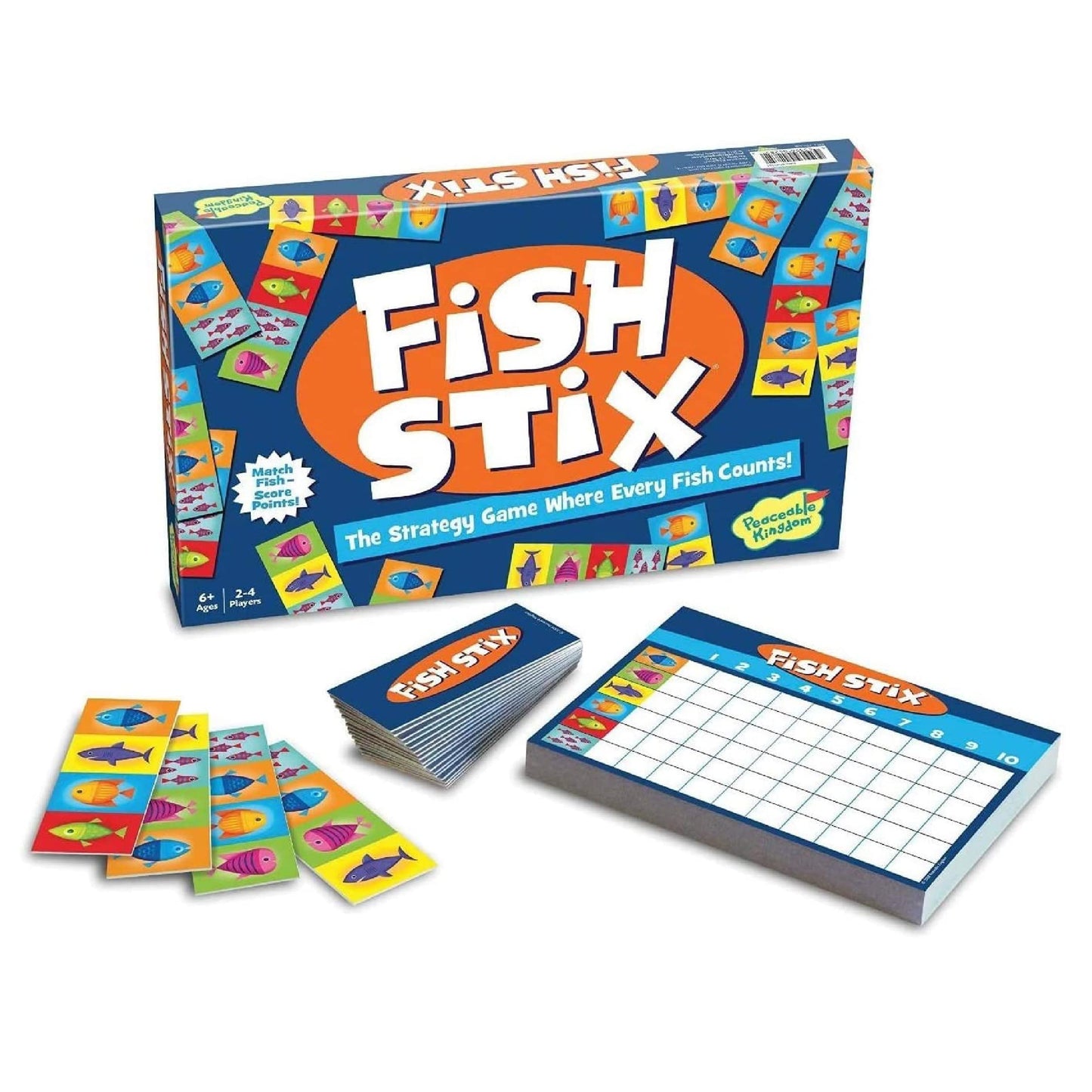 Peaceable Kingdom Fish Stix Award-Winning Strategy Board Game for Kids Ages 6+ Color & Pattern Matching Family Game Night Cooperative Game 2-4 Players