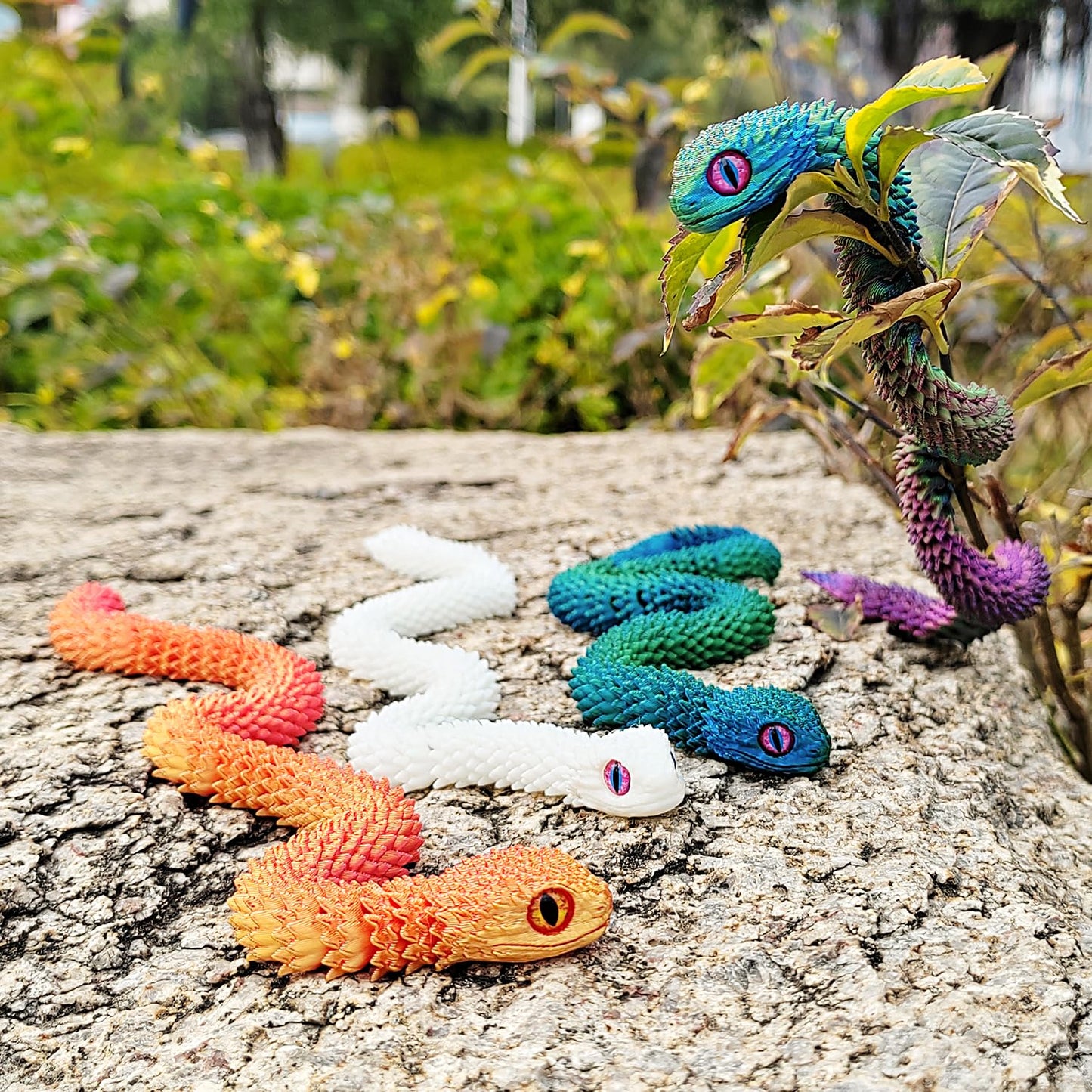 uyrzwek 4 Pcs 12in 3D Printed Snake Toys,3D Printed Animals for Easter Eggs Filled,Easter Basket Stuffers Essentials,Home Decor Christmas Fidget Toys