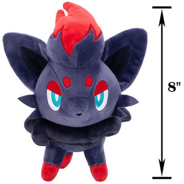 Pokemon: Zorua - 8" Plush Character, Dark-Type Tricky Fox Pokemon, Soft Cuddly Stuffed Animal Figure, Play & Display, Collectible Licensed Anime Toy