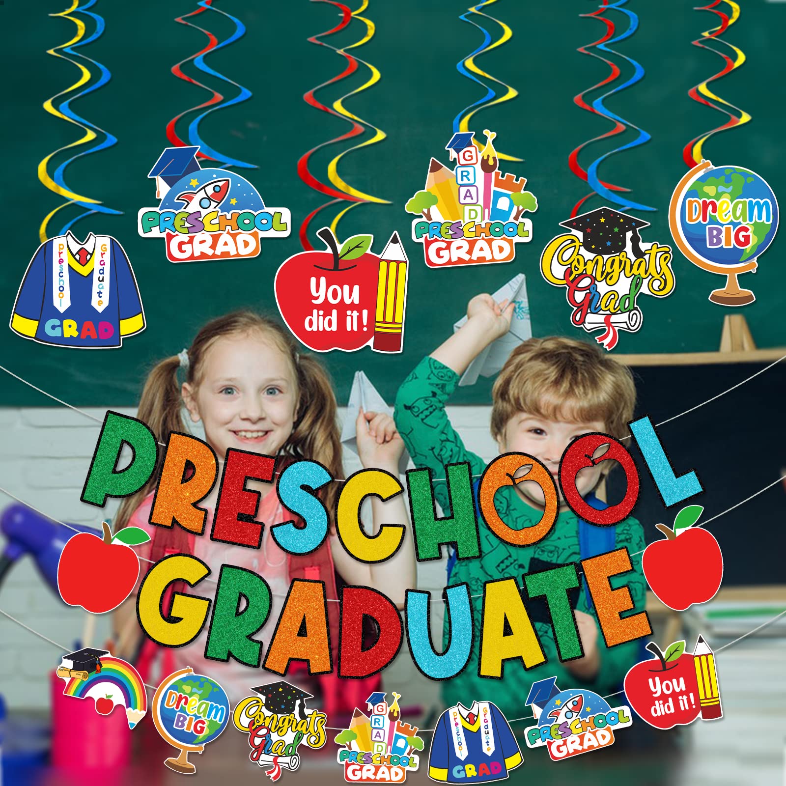 Preschool Graduation Banner Preschool Graduation Decorations Pre K Decorations Prek Congrats Party Supplies