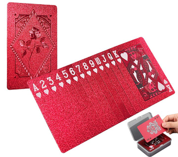 CIBOAN Red Playing Cards, Plastic Waterproof Deck of Cards, Durable Standard Size Poker Deck for Family Game Nights, Travel,Beach & Pool& Outdoor