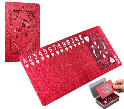 CIBOAN Red Playing Cards, Plastic Waterproof Deck of Cards, Durable Standard Size Poker Deck for Family Game Nights, Travel,Beach & Pool& Outdoor