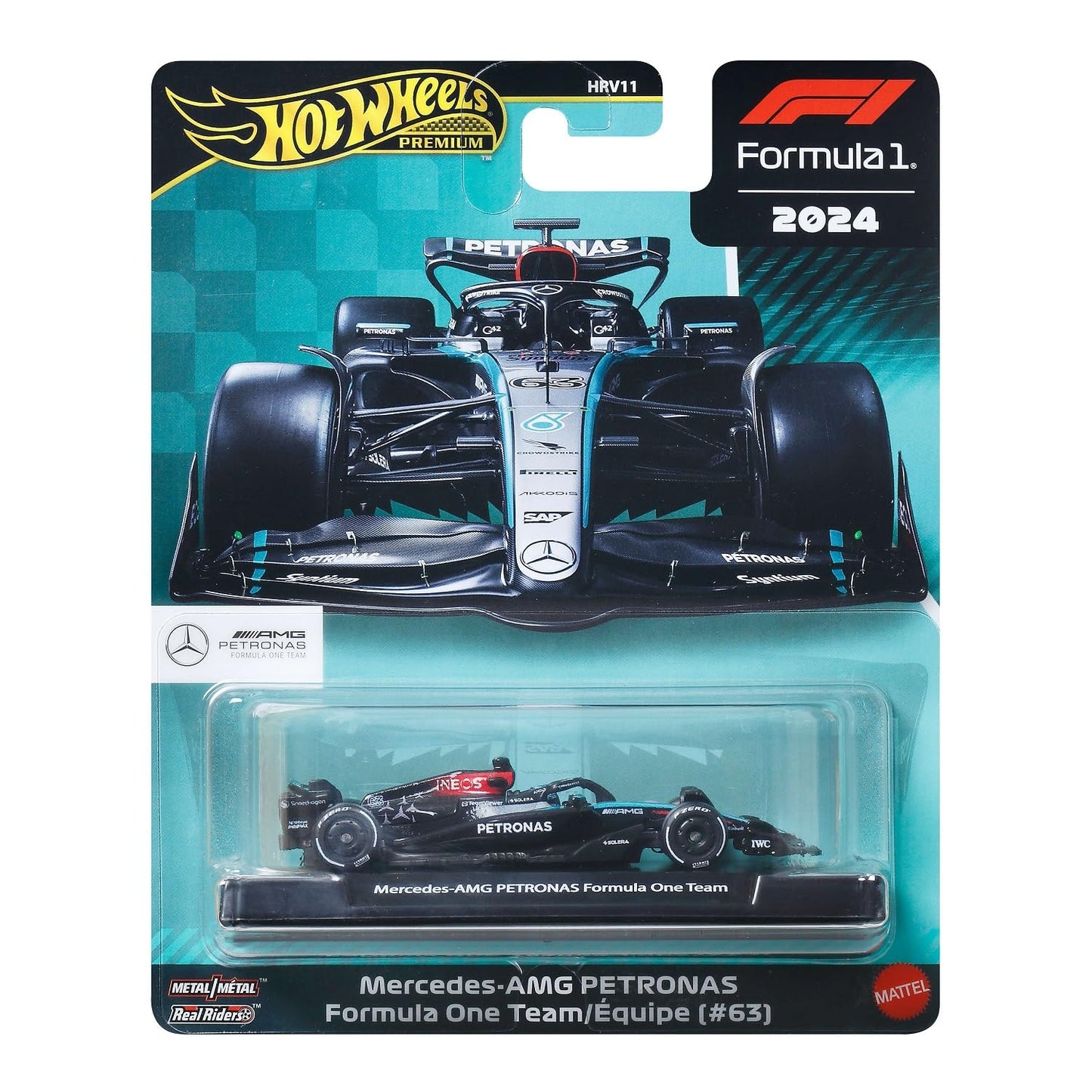 Hot Wheels MERCEDES AMG F1 TEAM 2024 Formula 1 Car Model - George RUSSELL 63 - Die Cast Scale 1:64 - Length 8 cm - JBM18