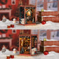 qpdbookpd DIY Book Nook?Buchstütze Aus Holz und 3D-Puzzle mit LED-Licht, bastelset Erwachsene?Book Nook kit?Weihnachtsgeschenke?Snow Realm Wei