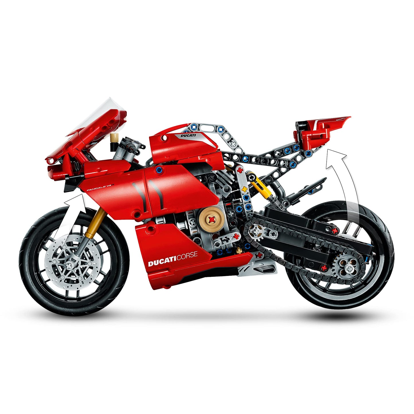 LEGO 42107 Technic Ducati Panigale V4 R Motorbike, Collectible Superbike Display Model Building Kit with Gearbox and Working Suspension, Gift Idea, 10