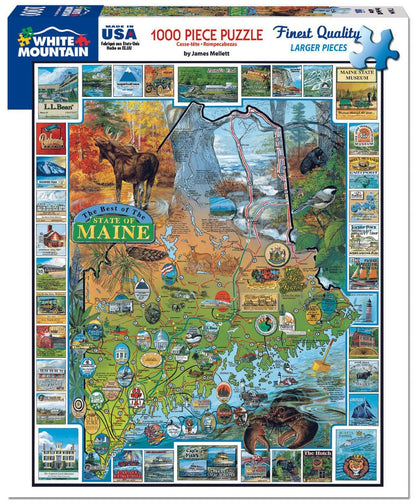 White Mountain 1000 Piece Jigsaw Puzzle State Landmarks Map, Best Of Maine