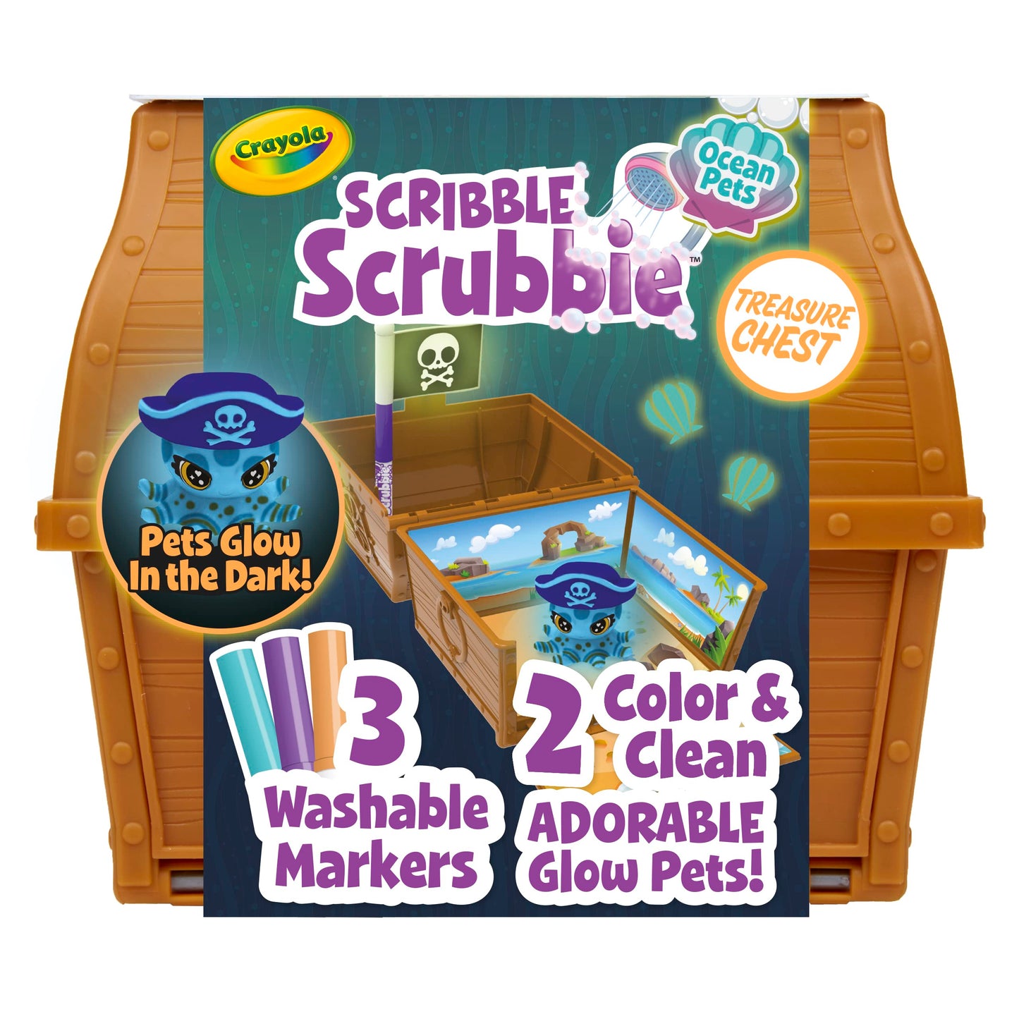 Crayola Scribble Scrubbie Pets Glow Ocean Playset, Toys for Boys & Girls, Gifts for Kids, Ages 3, 4, 5, 6