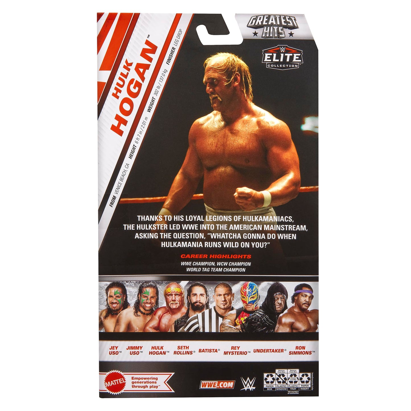 WWE Hulk Hogan (Biting Headband) Elite Greatest Hits 7 Toy Wrestling Action Figure