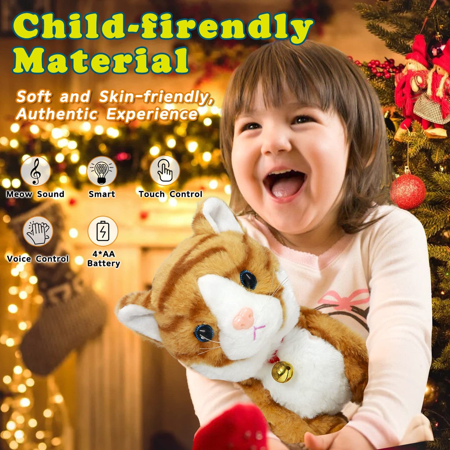 Smalody Interactive Electronic Plush Toy - Upgrade Robot Talking Cat Toys, Animals Sound Control Electronic Pet for Kids, Kitten Toys for Boys & Girls