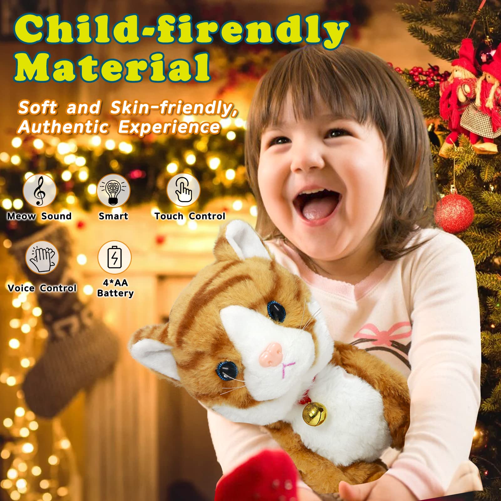 Smalody Interactive Electronic Plush Toy - Upgrade Robot Talking Cat Toys, Animals Sound Control Electronic Pet for Kids, Kitten Toys for Boys & Girls