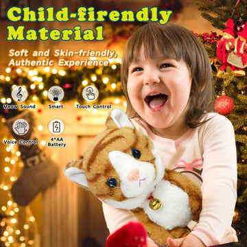 Smalody Interactive Electronic Plush Toy - Upgrade Robot Talking Cat Toys, Animals Sound Control Electronic Pet for Kids, Kitten Toys for Boys & Girls