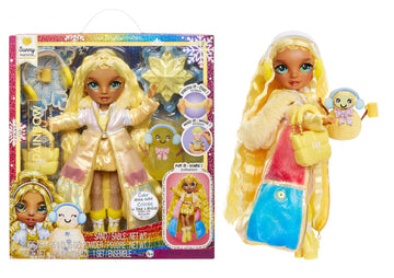 Rainbow High Winter Wonderland Sunny - Yellow 11” Fashion Doll with Magic Snow Hidden in Fashion That Puffs Up with Water, and Snowman Kit, for Kids