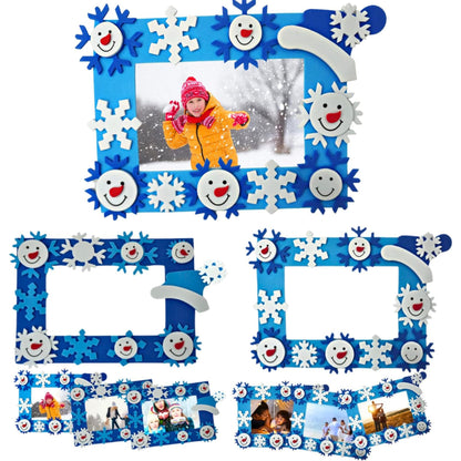 4E's Novelty Foam Snowflake Picture Frame Craft (12 Pack) Bulk Christmas Winter Crafts for Kids Toddlers 3-12, Individually Wrapped Arts & Crafts