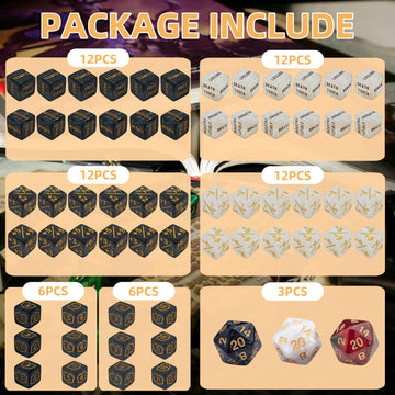63 PCS MTG Counter Dice Set - AbilityKeyword Counters, -1/+1 Life Counter, Shield Life Counter Dice, Creature Stat Buffs, Marble Colour D6 Cube Dice
