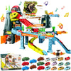 Juqic Children's Toy Car Ramp Track Dinosaur Spray Hills Adventure Railcar Slot Car Vehicle Race Play Set with 20 Mini Cars for Preschool Boys Puzzles