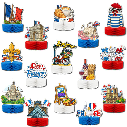 French Table Decor, 15pcs France Themed Party Centerpieces, Htabiol Paris Table Decorations, French Party Decor for Table, For Paris Party, France