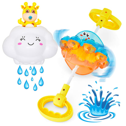 Splashin'kids Bath Toys Double The Fun Baby Toys Water Bathtub Toys Toddlers Rotating Octopus and Head Bobbing Reindeer